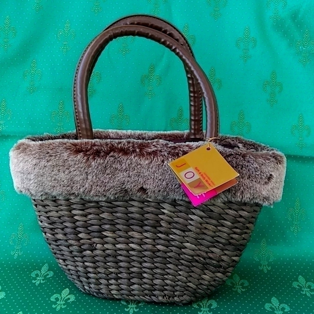 Bath & Body Works Faux Fur & Woven Bag